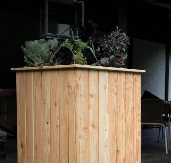 Hochbeet 60 x 60 x 100 cm aus 16 mm Lärchenholz mit Pflanzenvlies und Boden
