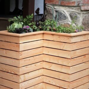 Hochbeet 80 x 80 x 72 cm mit Winkel ca. 40 x 40 cm aus 16 mm Lärchenholz mit Pflanzenvlies