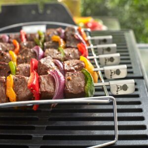 Schaschlik-Set, 5 Spieße mit Edelstahlgestell