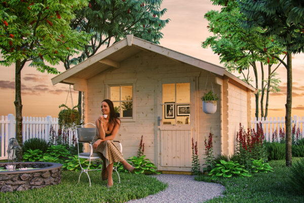 Gartenhaus Como, mit Vordach natur