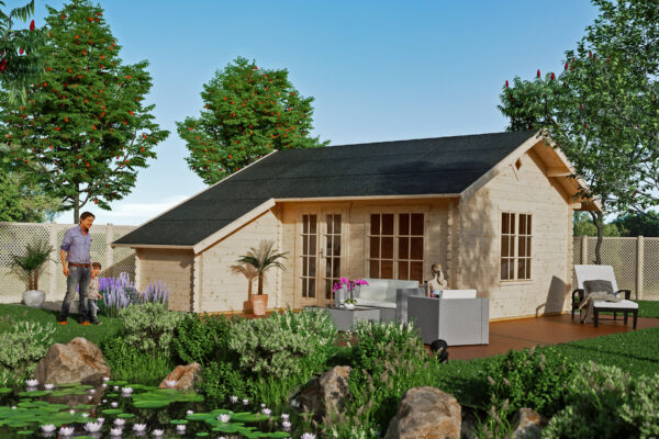 Gartenhaus Esbjerg 1, 45mm 380 x 520cm natur