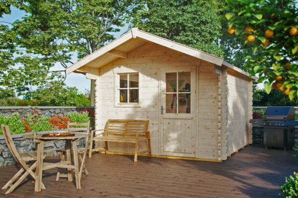 Gartenhaus Narvik 1, mit Vordach 80cm natur