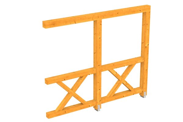 Seitenwand Andreaskreuz, Wandanbau Fichte