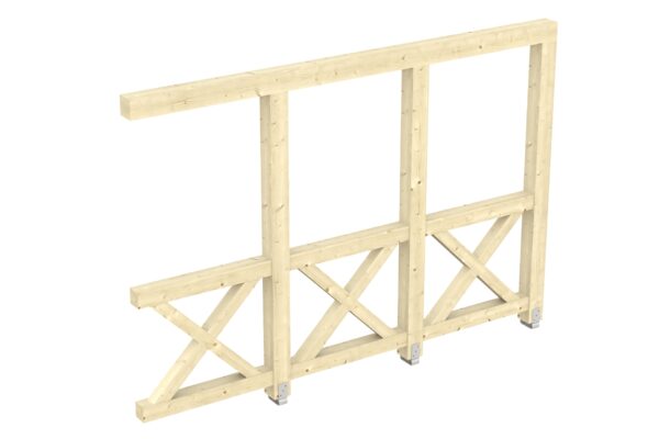 Seitenwand Andreaskreuz, Wandanbau Fichte