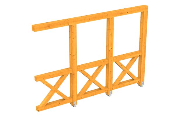 Seitenwand Andreaskreuz, Wandanbau Fichte