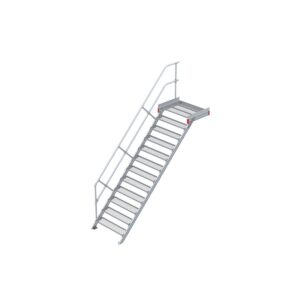 Euroline Podesttreppe 45 Grad, 1000 mm Stufenbreite 1 Treppen-/Podestgeländer, Stufenausführung Stahl - Gitterrost 12 Stufen