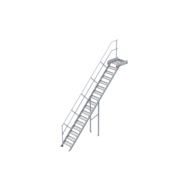Euroline Podesttreppe 45 Grad, 600 mm Stufenbreite 1 Treppen-/Podestgeländer, Stufenausführung Stahl - Gitterrost 17 Stufen
