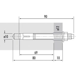 Hailo Professional Bolzenanker Hilti M10x90, Set (3 Stk.) Edelstahl 1.4571