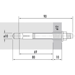 Hailo Professional Bolzenanker Hilti M10x90, Set (3 Stk.) Stahl feuerverzinkt 1.0037