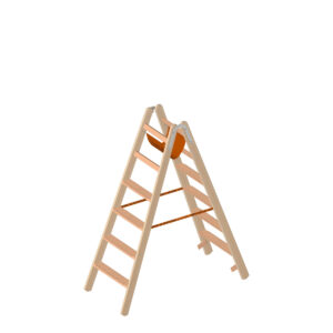 Layher Holzstehleiter mit 80mm breiten Stufen, beidseitig begehbar 6 Stufen / Länge 1,62 m