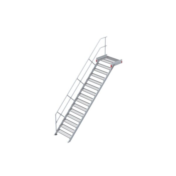 Euroline Podesttreppe 45 Grad, 1000 mm Stufenbreite 1 Treppen-/Podestgeländer, Stufenausführung Stahl - Gitterrost 15 Stufen