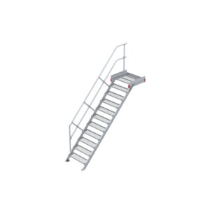 Euroline Podesttreppe 45 Grad, 800 mm Stufenbreite 1 Treppen-/Podestgeländer, Stufenausführung Stahl - Gitterrost 11 Stufen
