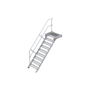 Euroline Podesttreppe 45 Grad, 800 mm Stufenbreite 1 Treppen-/Podestgeländer, Stufenausführung Stahl - Gitterrost 9 Stufen