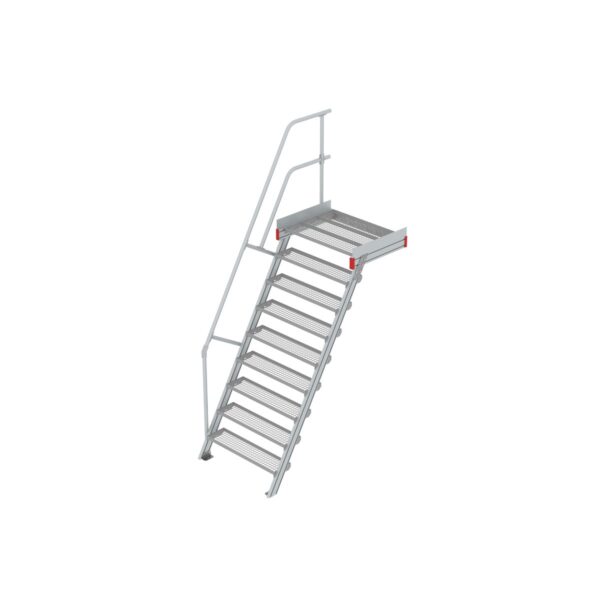 Euroline Podesttreppe 60 Grad, 1000 mm Stufenbreite 1 Treppen-/Podestgeländer, Stufenausführung Stahl - Gitterrost  9 Stufen