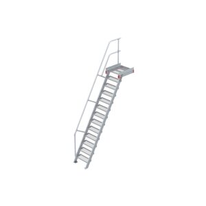 Euroline Podesttreppe 60 Grad, 600 mm Stufenbreite 1 Treppen-/Podestgeländer, Stufenausführung Stahl - Gitterrost  13 Stufen