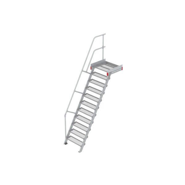 Euroline Podesttreppe 60 Grad, 800 mm Stufenbreite 1 Treppen-/Podestgeländer, Stufenausführung Stahl - Gitterrost  11 Stufen