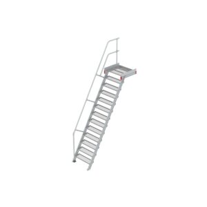 Euroline Podesttreppe 60 Grad, 800 mm Stufenbreite 1 Treppen-/Podestgeländer, Stufenausführung Stahl - Gitterrost  13 Stufen