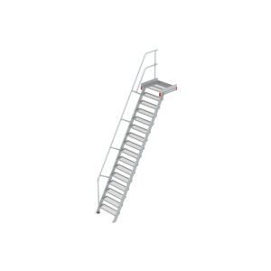 Euroline Podesttreppe 60 Grad, 800 mm Stufenbreite 1 Treppen-/Podestgeländer, Stufenausführung Stahl - Gitterrost  16 Stufen