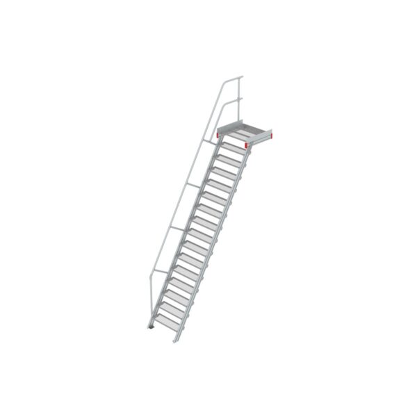 Euroline Podesttreppe 60 Grad, 800 mm Stufenbreite 1 Treppen-/Podestgeländer, Stufenausführung Stahl - Gitterrost  16 Stufen