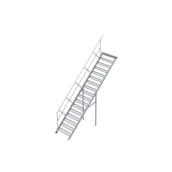 Euroline Treppe 45 Grad, 1000 mm Stufenbreite, 1 Handlauf, Stufenausführung Stahl - Gitterrost  17 Stufen