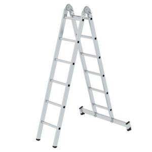 Günzburger Steigtechnik Klappleiter 2-teilig mit nivello®-Traverse 2x6 Sprossen