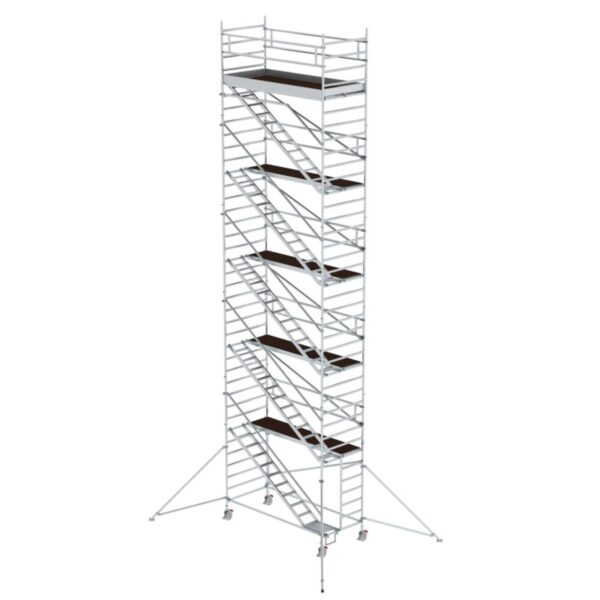 Günzburger Steigtechnik Rollgerüst 1,35 x 3,0 m mit Schrägaufstiegen & Ausleger Plattformhöhe 10,35 m