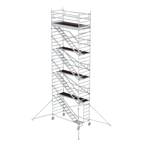 Günzburger Steigtechnik Rollgerüst 1,35 x 3,0 m mit Schrägaufstiegen & Ausleger Plattformhöhe 8,39 m