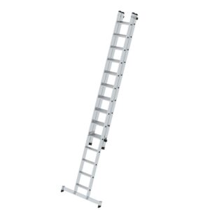 Günzburger Steigtechnik Stufen-Schiebeleiter 2-teilig mit nivello®-Traverse 1x14 + 1x10 Stufen