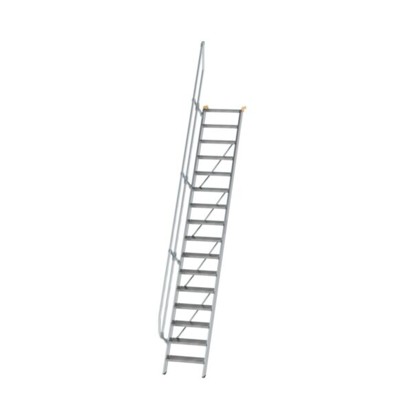Günzburger Steigtechnik Treppe 60° Stufenbreite 600 mm 16 Stufen Aluminium geriffelt