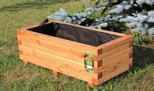Pflanzkasten 120x40x31cm aus Lärche mit Vlies und Griffen