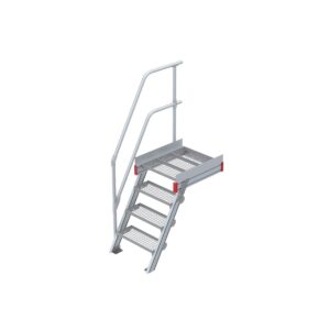 Euroline Podesttreppe 60 Grad, 600 mm Stufenbreite 1 Treppen-/Podestgeländer, Stufenausführung Stahl - Gitterrost  4 Stufen