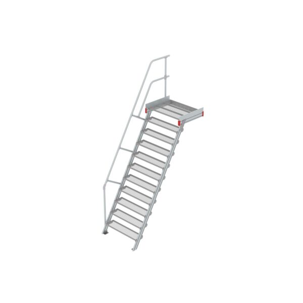Euroline Podesttreppe 60 Grad, 1000 mm Stufenbreite 1 Treppen-/Podestgeländer, Stufenausführung Stahl - Gitterrost  11 Stufen