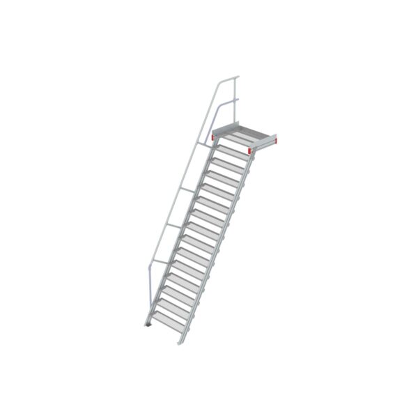 Euroline Podesttreppe 60 Grad, 1000 mm Stufenbreite 1 Treppen-/Podestgeländer, Stufenausführung Stahl - Gitterrost  15 Stufen