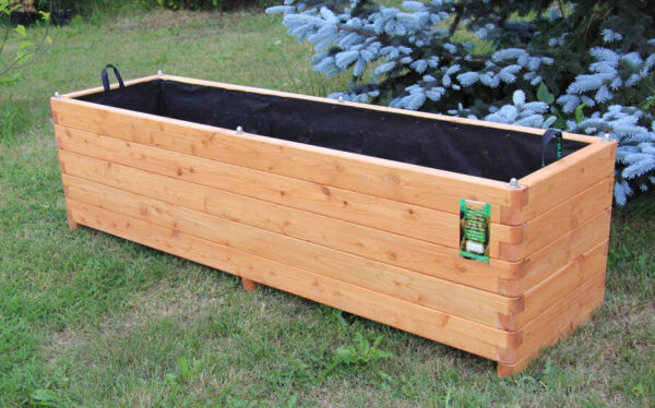 Hochbeet 180x50x50cm aus Lärche geschraubt mit Vlies, gerundeten Ecken und Griffen