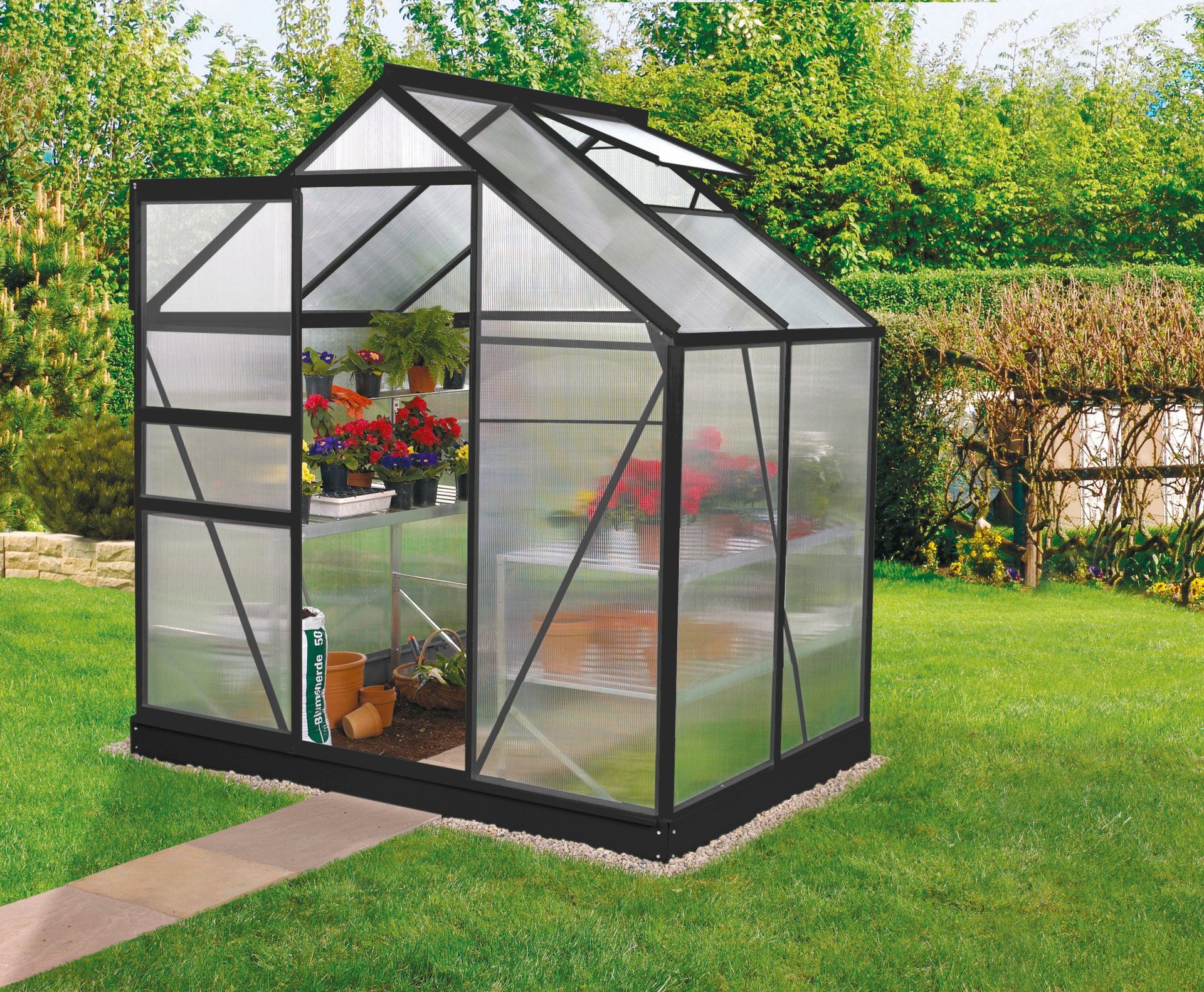 Gewächshaus Venus 2500, anthrazit 1 Gewächshaus Venus 2500, anthrazit