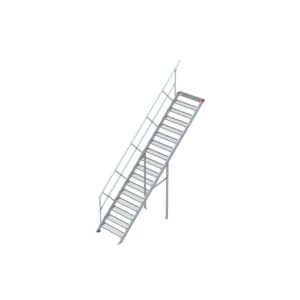 Euroline Treppe 45 Grad, 1000 mm Stufenbreite, 1 Handlauf, Stufenausführung Stahl - Gitterrost  17 Stufen
