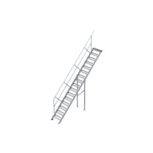 Euroline Treppe 45 Grad, 600 mm Stufenbreite, 1 Handlauf, Stufenausführung Stahl - Gitterrost 16 Stufen