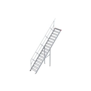 Euroline Treppe 45 Grad, 800 mm Stufenbreite, 1 Handlauf, Stufenausführung Stahl - Gitterrost 17 Stufen