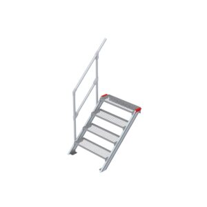 Euroline Treppe 45 Grad, 800 mm Stufenbreite, 1 Handlauf, Stufenausführung Stahl - Gitterrost 4 Stufen