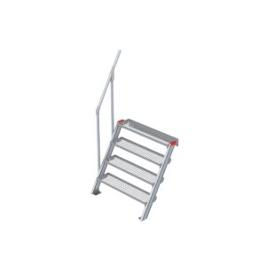 Euroline Treppe 60 Grad, 1000 mm Stufenbreite, 1 Handlauf, Stufenausführung Stahl - Gitterrost 4 Stufen