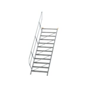 Günzburger Steigtechnik Treppe 45° Stufenbreite 1000 mm 12 Stufen Aluminium geriffelt