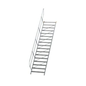 Günzburger Steigtechnik Treppe 45° Stufenbreite 1000 mm 17 Stufen Aluminium geriffelt