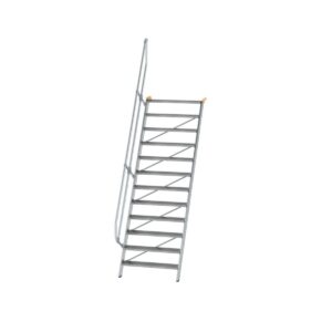 Günzburger Steigtechnik Treppe 60° Stufenbreite 1000 mm 12 Stufen Aluminium geriffelt