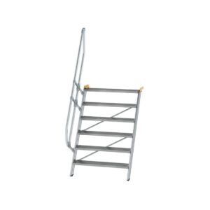 Günzburger Steigtechnik Treppe 60° Stufenbreite 1000 mm 6 Stufen Aluminium geriffelt