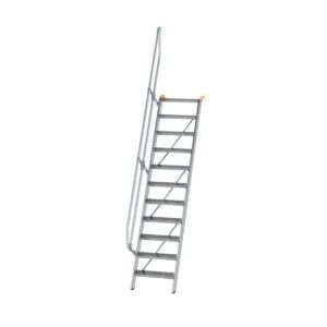 Günzburger Steigtechnik Treppe 60° Stufenbreite 600 mm 11 Stufen Aluminium geriffelt