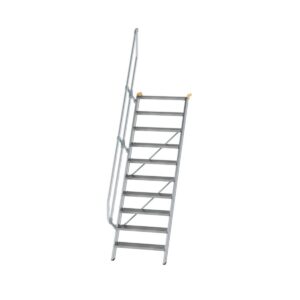 Günzburger Steigtechnik Treppe 60° Stufenbreite 800 mm 10 Stufen Aluminium geriffelt