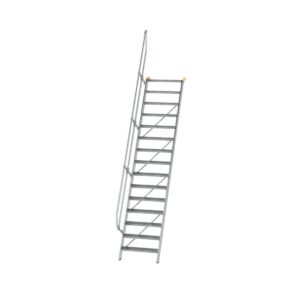 Günzburger Steigtechnik Treppe 60° Stufenbreite 800 mm 15 Stufen Aluminium geriffelt