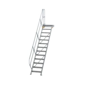 Günzburger Steigtechnik Treppe mit Plattform 45° Stufenbreite 600 mm 13 Stufen Aluminium geriffelt