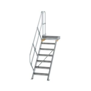 Günzburger Steigtechnik Treppe mit Plattform 45° Stufenbreite 600 mm 7 Stufen Aluminium geriffelt