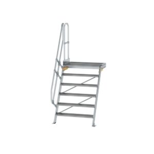 Günzburger Steigtechnik Treppe mit Plattform 60° Stufenbreite 1000 mm 6 Stufen Aluminium geriffelt